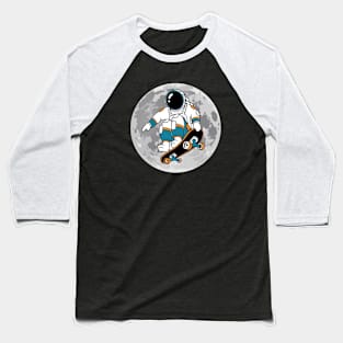 Skateboarding Astronaut In Space Baseball T-Shirt